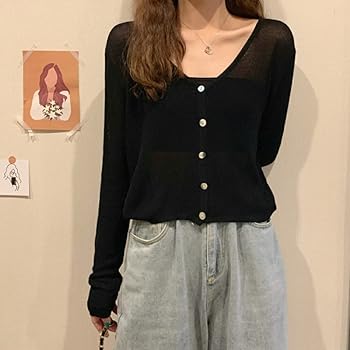 Amazon | [Amulet] シースルーカーディガン レディース 長袖 トップス